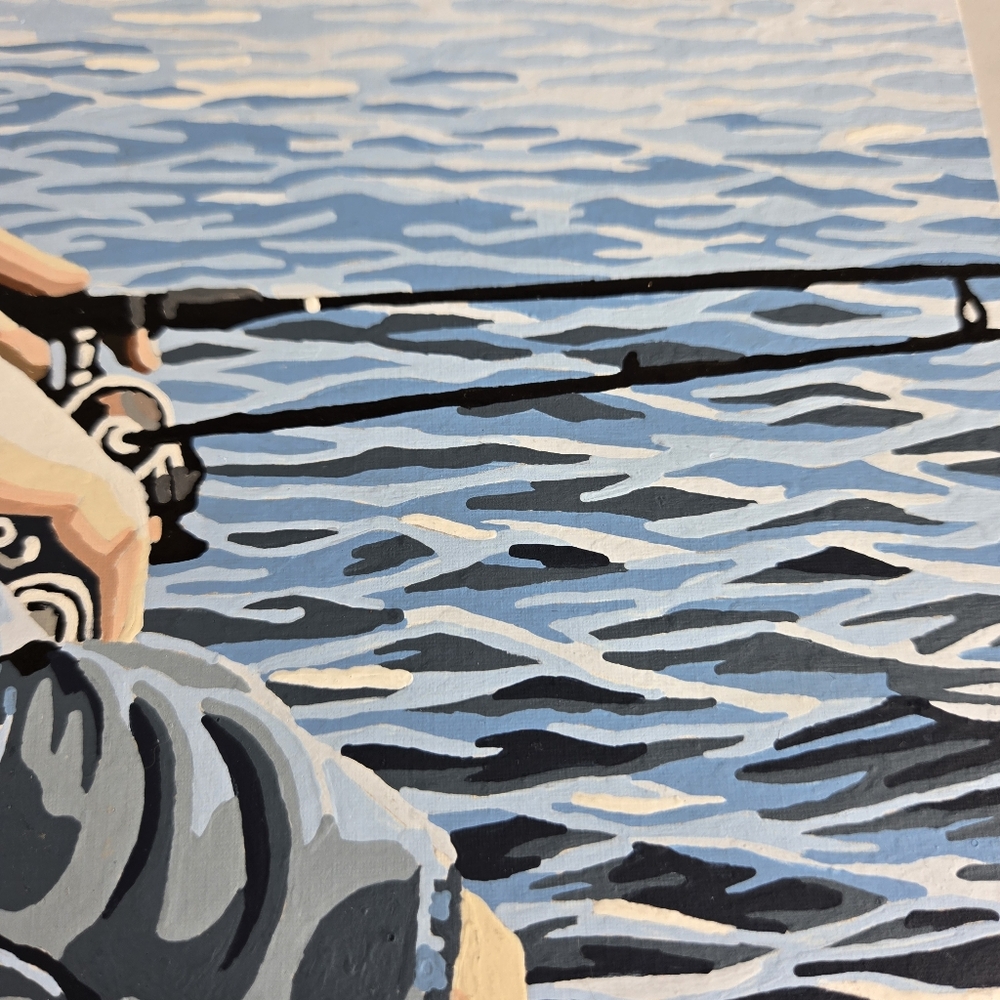 Grandpa With Grandson Fishing On‎ Dock With Labs Vintage Paint By Number 20x16 - Picture 9 of 17